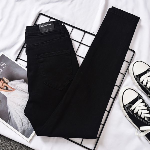 

women's jeans pure black high waisted for spring 2021, Blue