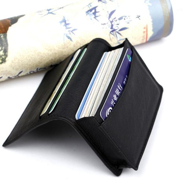 

business cards holder wallet case expandable black leather card holders 2021 men wallets1, Red;black