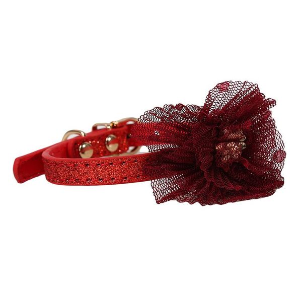 

flower collar pet dog pu cat accessories fashion collars & leashes
