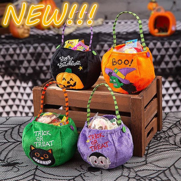 Nuovo 2021 Halloween Candy Bag Decorazione per feste Portatile Bambini Zucca Secchio Festival Borse di tela Regalo creativo per bambini 591