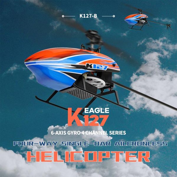 

drones xk k127 4ch 6-axis gyro single blade rc helicopter rtf remote control toy for beginners vs c129