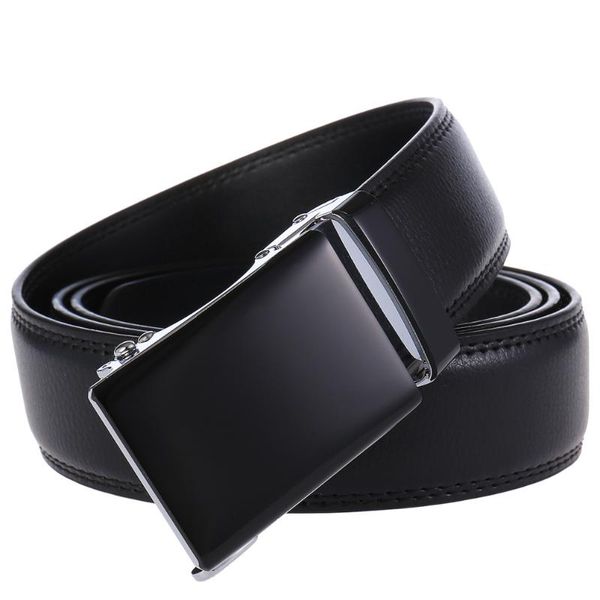 

belts fange men belt leather automatic buckle male fashion jeans chain stretch solid luxury bland black fg3116-3, Black;brown