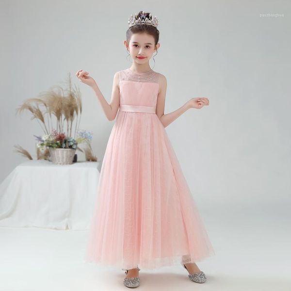 

girl's dresses pink flower girl for wedding evening party sparkly tulle girls formal princess gowns long 2021 junior bridesmaid1, Red;yellow