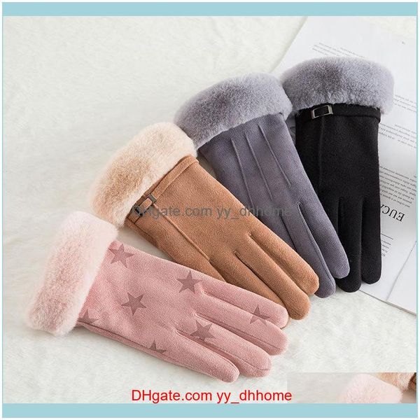 

five hats, scarves & fashion aessoriesfive fingers gloves suede leather plus veet driving women outdoor sport mittens faux fur cycling touch, Blue;gray