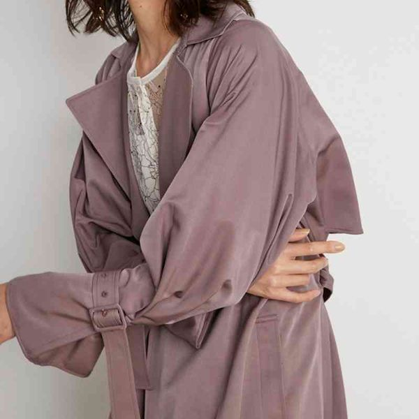 

Women's Jackets Turn Down Collar Long Sleeve Solid Sashes Mid-length Trench 2022 Autumn Women Jacket Office Lady Temperament Coats 10GG, Black;brown