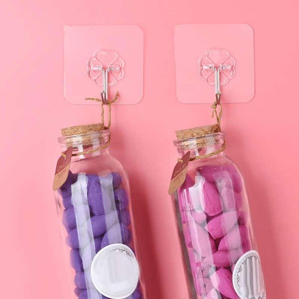 

hangers & racks strong adhesive wall hook transparent removable hanger hooks for bathroom kitchen sub sale