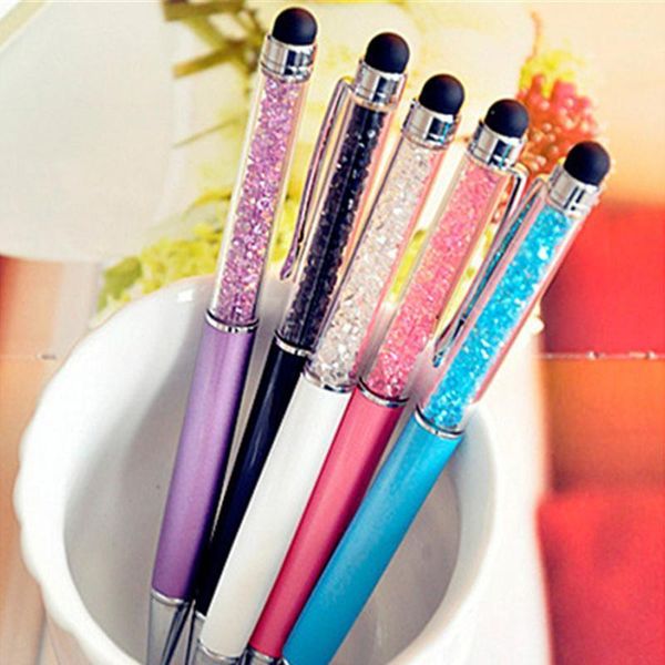 Kugelschreiber 5 Teile/los Diamant Kristall + Kapazitiver Stylus Stift 2 In 1 Neuheit Metall Zakka Touch Kugelschreiber Schreibwaren Geschenke