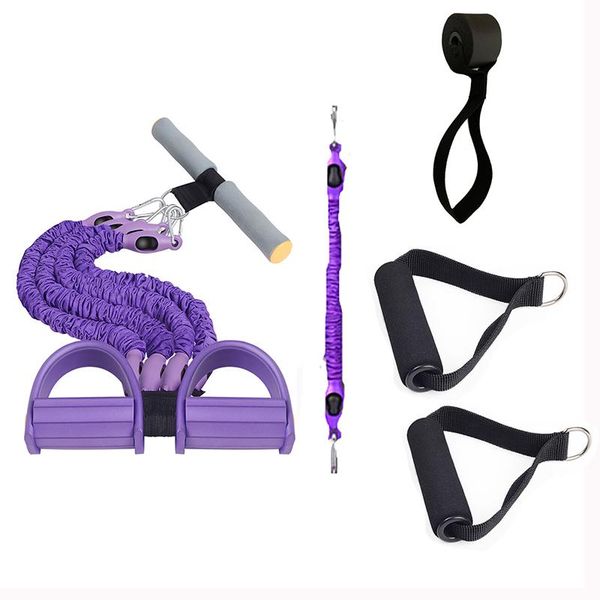 

tube foot pedal with fabric covered elastic pull rope fitness resistance band kit for exercise heavy strength workout bands