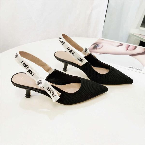 

sandals versatile cat heel letter in summer 2021, Black