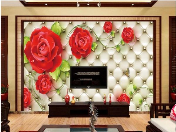 

wallpapers 3d wallpaper custom po mural high imitation soft pack red rose tv background wall home decor for walls 3 d