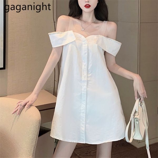 

vintage slash neck white dress off shoulder women summer short sleeve slim mini female vestidos 210601, Black;gray