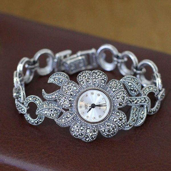 

wristwatches character of silver products elegant s925 women's watch set zircon, Slivery;brown