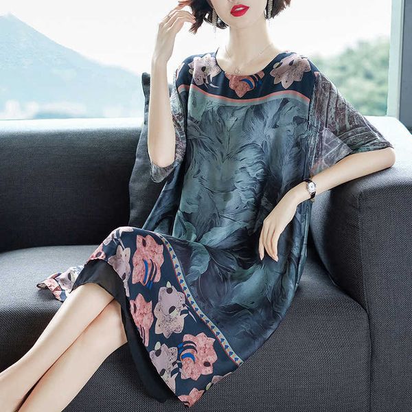 

large size women's summer drs 2021 fat mm cover belly show thin broad lady fashion mother, Black;gray