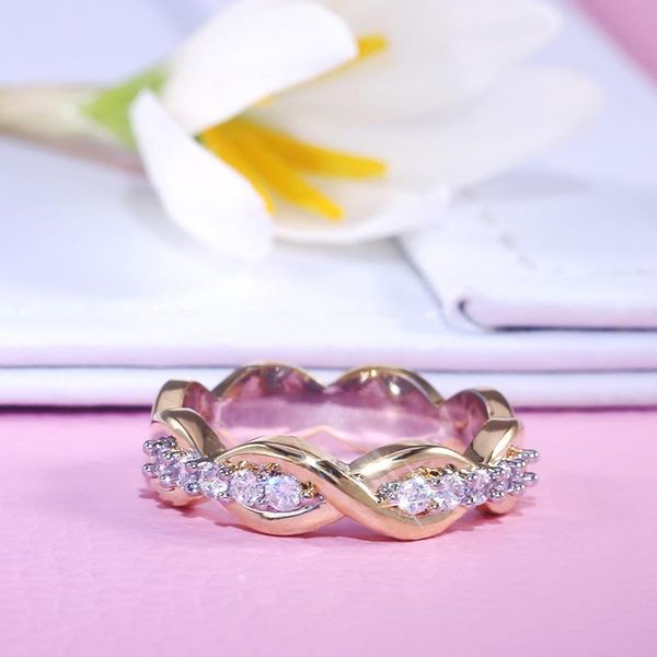 

wedding rings jk bridal ring creative luxury spiral shaped women harmony simple proposal for girlfriend with tiny stone gadget, Slivery;golden