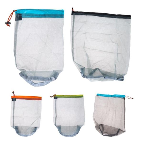 

portable travel camping sports ultralight mesh storage bag stuff sack drawstring outdoor tool bags