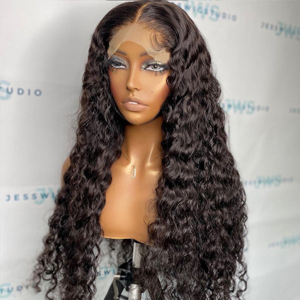 

lx brand deep wave lace front wigs natural hairline lace front wig synthetic lace wigs for women resistant fiber black colorfactory direct
