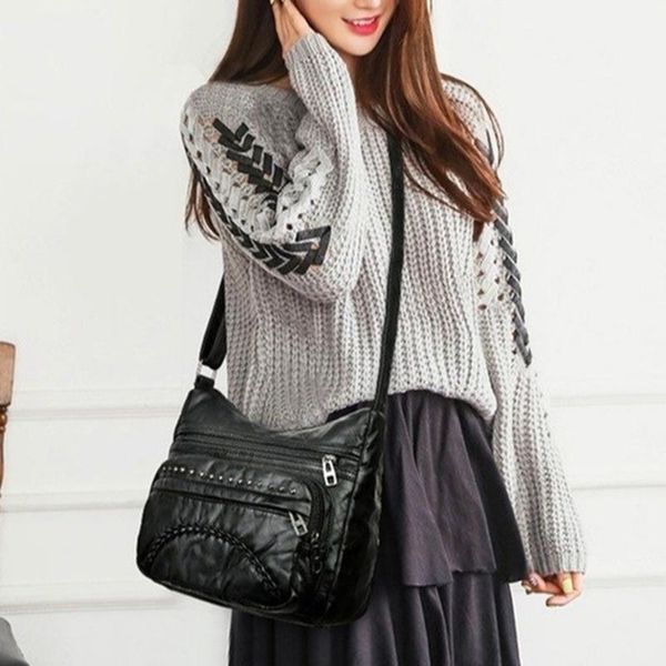 

evening bags luxury women's shoulder rivet design multi-layer purses fashion clutch ladies hobo bag