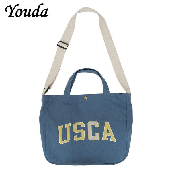 

cross body women's canvas handbag korean girls letter embroidery shoulder bag student fashion large-capacity school messenger