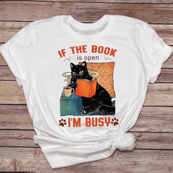 

coffee paw cartoon catfunny women t shirts fashion clothing casual 90s lady print graphic tee shirt, White
