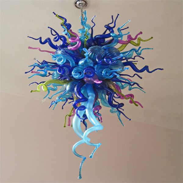 

Home Decoration Modern Lamps Hallway Multi Colored Crystal Hand Mouth Blown Glass Chandelier 24X36 Inches Luxury Murano Chandeliers for Living Dining Room Bar