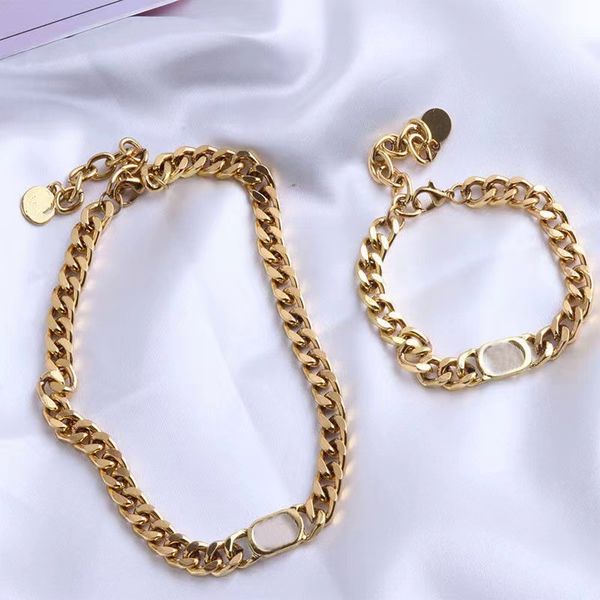 

stainless steel necklace womenmen designer necklaces set hip hop jewelry mens letter brand jewelry fashion for man gifts wholesale box need, Silver