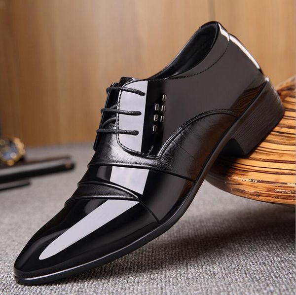 

2022 men loafers dress-shoes wedding business formal lace-up zapato 38-44plus-size hombre, Black