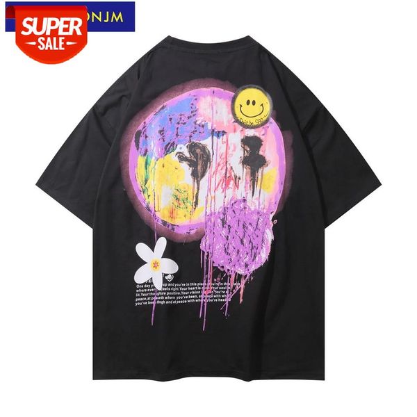 

uncledonjm smile graffiti graphic t shirts streetwear mens hip hop homme tees men clothing ybys-814 #b33c, White;black