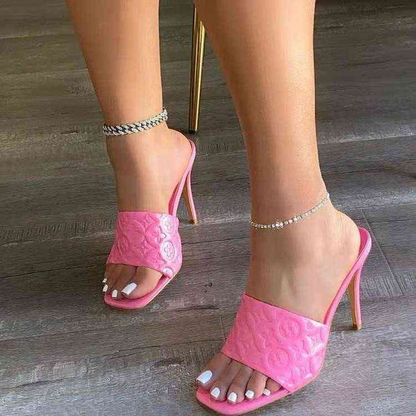 

summer printed high-heeled sandals women's thin heel line out wear fashion large sandals trendy heels, Black