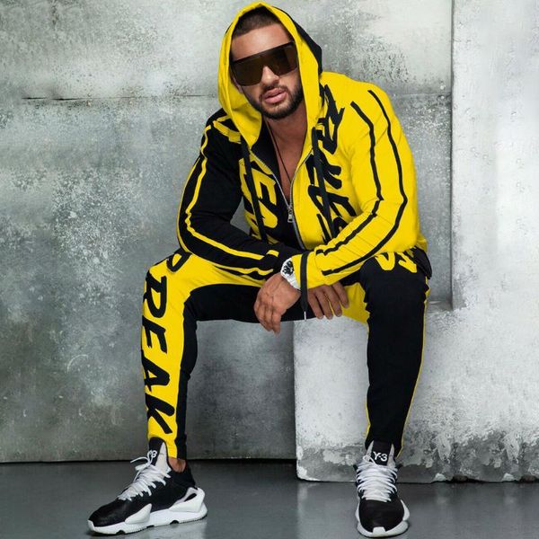 

men's tracksuits men zipper cardigan hooded tracksuit set casual sports hoodies pants suit male jogger sportswear 0vqc, Gray