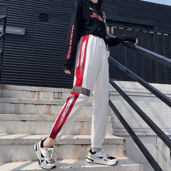 

women's pants & capris qnpqyx women high waist loose harem fashion female slim hip hop casual trouser 2021 cool autumn japan dance, Black;white