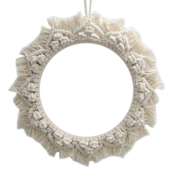 

wall hanging mirror macrame round tapestry boho decor for apartment living room axyc decorative objects & figurines