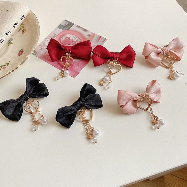 

barrettes hairpin net red butterfly hair clip love tassel pendant pair girl pin han suit headdress temperament jewelry, Golden;silver