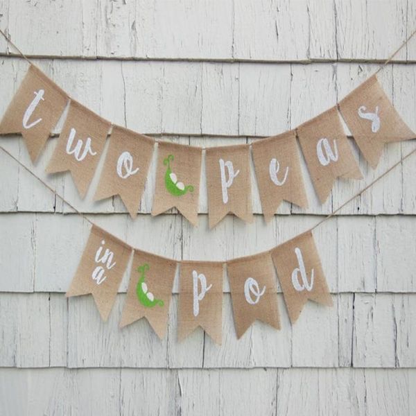 

party decoration two peas in a pod baby shower banner, twins shower,twins decorations,sweet pea shower,baby burlap banner