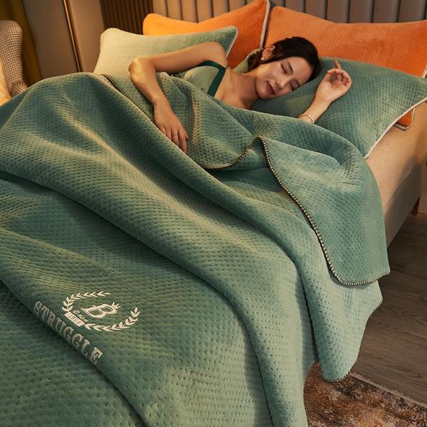 

blankets sohome textile yarn-dyed milk velvet blanket children large thick fleece sofa pink small simple waffle