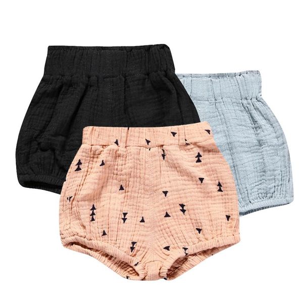 

vetement femme born baby bloomers shorts pp pants cotton linen triangle solid dot girls summer trouser toddler, Black