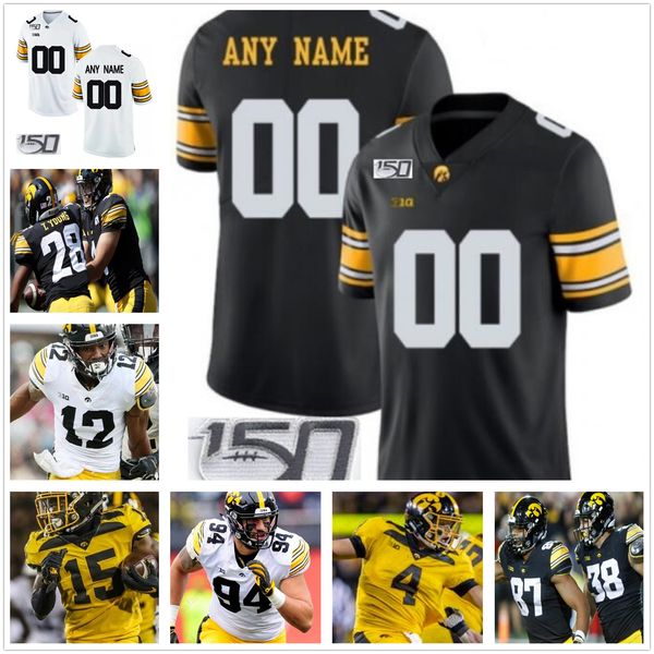 

custom iowa hawkeyes college jersey 94 aj epenesa 57 chauncey golston 12 ricky stanzi ncaa football stitched jerseys brandon smith women kid, Black
