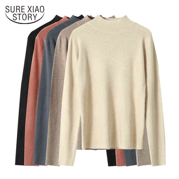 

casual solid turtleneck ladies winter thin pullover jumper knitted sweater women female clothing pull femme 12124 210415, White;black