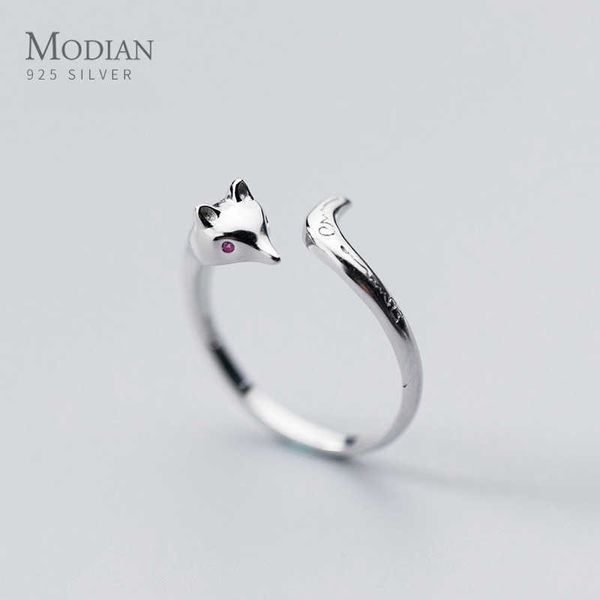 Симпатичные животные кольцо для женщин для женщин маленькое лицо открыть регулируемый стерлинговый серебро 925 мода изысканные украшения 210707