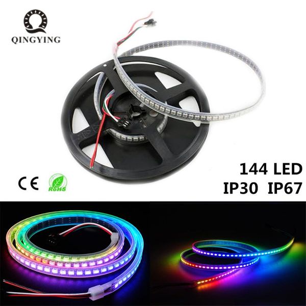 

strips dc5v 1m ws2812b led strip 144led/m individually addressable pixel black/white pcb buint-in ws2812 ic ip30 ip65 ip67