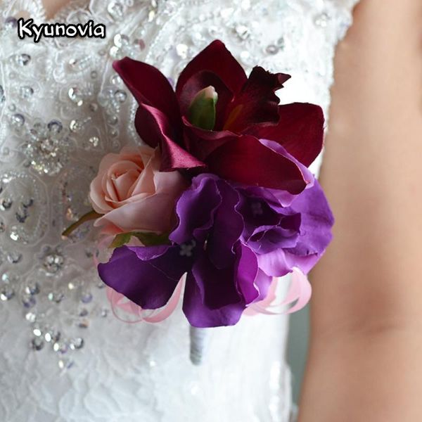 

kyunovia wedding prom wrist corsages bracelet bride flower groom bridesmaid groomsmen boutonniere fe14 decorative flowers & wreaths