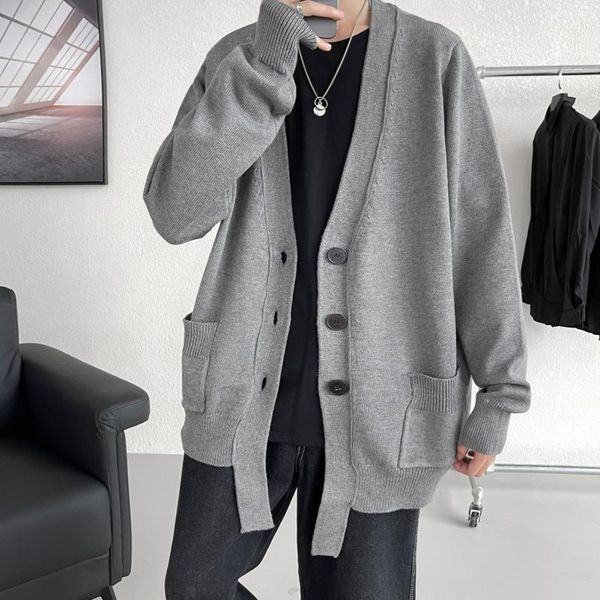 

men's sweaters autumn winter cardigan sweater men warm fashion casual knitted coat loose long-sleeved mens jumper clothes, White;black