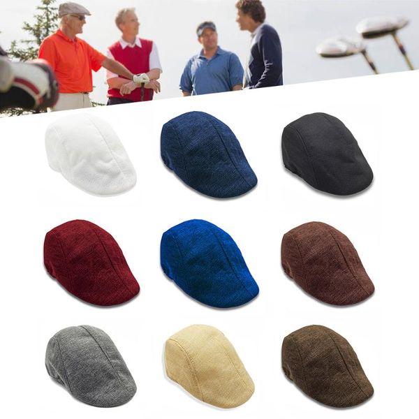 

visors men women linen cotton golf driving beret cabbie hat sboy flat ivy sun summer cap d20, Blue;gray