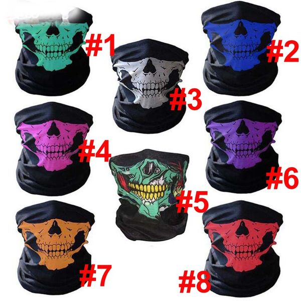 100 pcs crânio design mágica máscara multi função bandana cachecol quente face máscaras esqui esporte motocicleta motocicleta halloween festa de natal gargalo facial