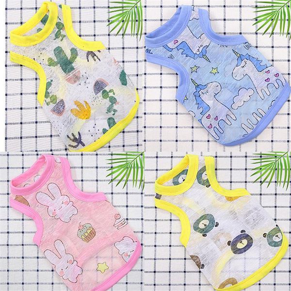 

dog apparel cotton pet clothing summer sunscreen vest cool breathable cute printed puppy t-shirt for small and medium dogs
