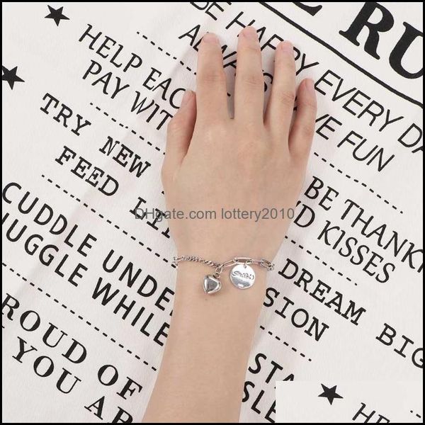 

link bracelets jewelrylink chain simple temperament love letter bracelet female niche design sense cold wind fashion wild personality hand, Black
