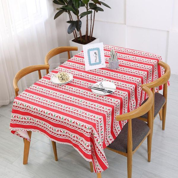 

christmas deer red tablecloth cotton restaurant home party decoration for kitchen picnic mat table cover friend gift cloth