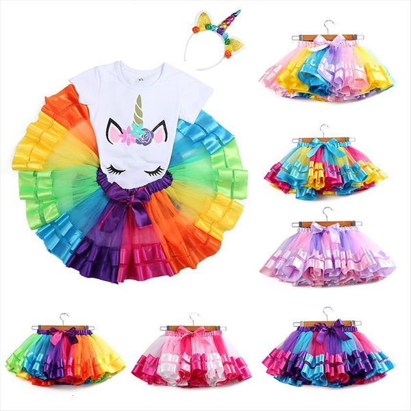 

baby girls tutu tulle clothes womens skirts pettiskirt 3m 8t princess mini party dance rainbow, Blue