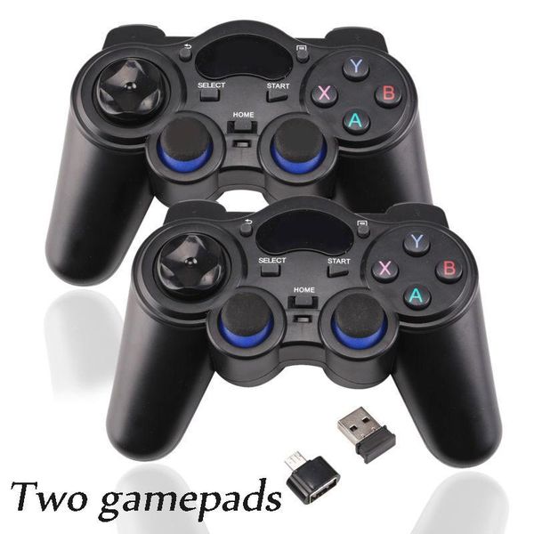 

game controllers & joysticks 2pcs wireless gamepad joystick 2.4g console with micro usb otg converter adapter for pc mobile phone android tv