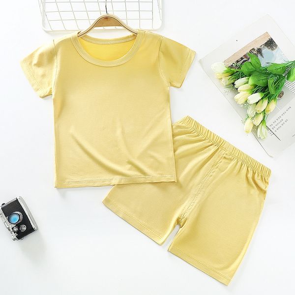 

breathable kids modal pajamas suits children sleepwear sets girls' and boy's summer home wear toddler clothing, Blue;red
