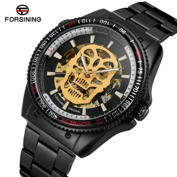 

wristwatches luxury 2021 forsining fashion personal automatic skull skeleton wrist men watches analog dress stainless steel bracelet watch, Slivery;brown